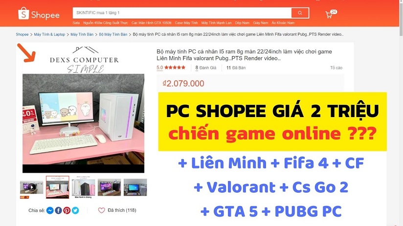  PC Bán Trên Mạng Giá 2 Triệu Chơi Thử Game LOL CS GO Valorant GTA Fifa 4 Pubg PC Trên Cấu Hình